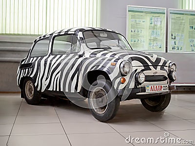 1962 ZAZ 965 `Zaporozhets` Zebra painting Editorial Stock Photo