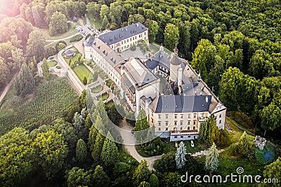 Zbiroh - aerial drone skyline view of castle Stock Photo