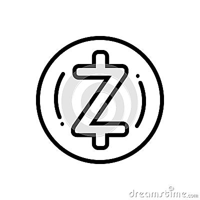 Black line icon for Zcash, crypto and currency Stock Photo