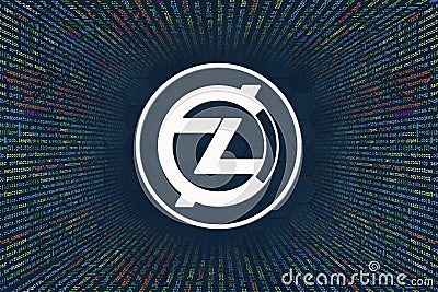 ZClassic, ZCL cryptocurrency symbol. A tunnel from a computer program code. Programmer Strings of code, Javascript, CSS and PHP. Stock Photo