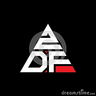 ZDF triangle letter logo design with triangle shape. ZDF triangle logo design monogram. ZDF triangle vector logo template with red Vector Illustration