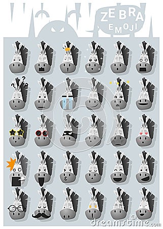 Zebra emoji icons Vector Illustration