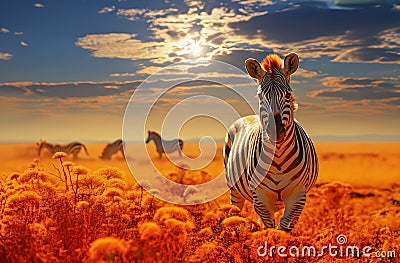 A zebra in the Etosha National Park of Namibia Stock Photo