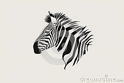 Zebra Head Icon, Africa Symbol, Zoo Logo, Minimal Zebra Portrait, face print, wild african animal Stock Photo