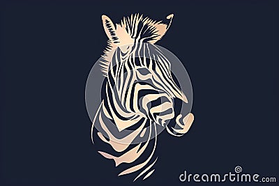 Zebra Head Icon, Africa Symbol, Zoo Logo, Minimal Zebra Portrait, face print, wild african animal Stock Photo