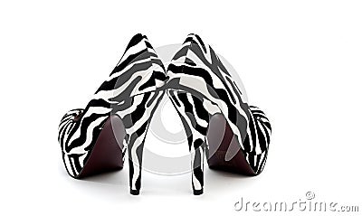 Zebra, High heels shoes Stock Photo