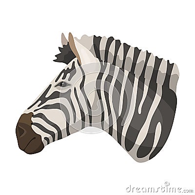 Zebra icon in cartoon style on white background. Realistic animals symbol stock vector illustration. Vector Illustration