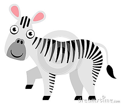 Zebra icon. Funny cartoon african wild animal Vector Illustration
