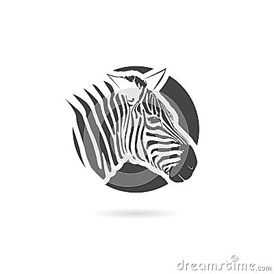 Zebra icon with shadow Vector Illustration