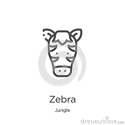 zebra icon vector from jungle collection. Thin line zebra outline icon vector illustration. Outline, thin line zebra icon for Vector Illustration