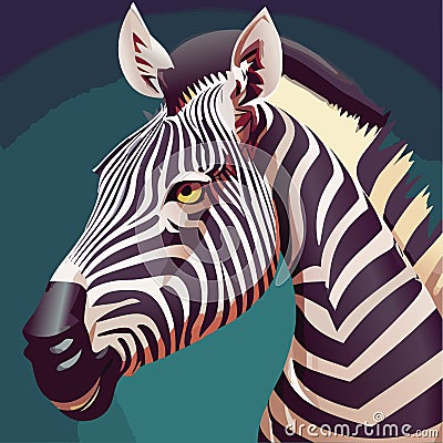 Zebra. Illustration. Zebra in natural grass habitat, Kenya National Park. Nature wildlife scene, Africa. Stock Photo