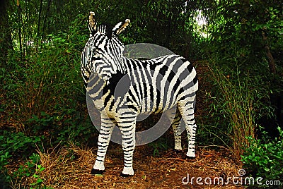 A zebra made entirely of interconnected blocks stands in a park Editorial Stock Photo
