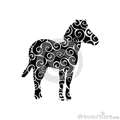 Zebra mammal color silhouette animal Vector Illustration