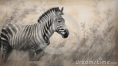 Zebra Mandala in Charcoal Style Stock Photo