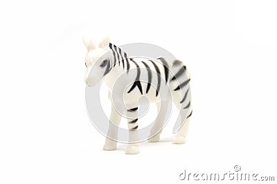 Zebra model isolated on white background, animal toys plastic Stock Photo