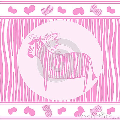 Zebra with pink strips vector eps 10 Vector Illustration