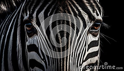 Zebra portrait in black and white, looking at camera generated by AI Stock Photo
