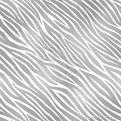 Zebra silver print. Fashion seamless pattern. Diagonal texture wild animal skin. Abstract silver lines background. Zebra skin. Ele Vector Illustration