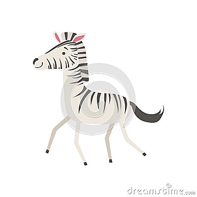 Zebra Stylized Childish Drawing Vector Illustration