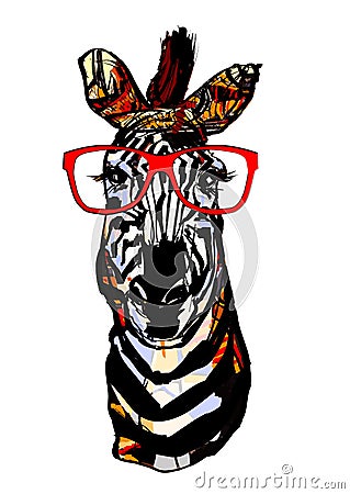 Zebra with sunglasses Vector Illustration