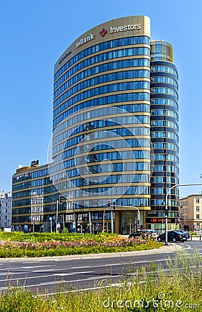 Zebra Tower office complex at Mokotowska street and Rondo Jazdy Polskiej circle in Mokotow district of Warsaw in Poland Editorial Stock Photo