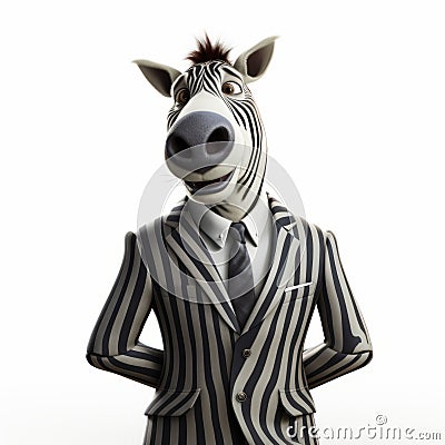 Twisted Zebra: A Satirical Caricature In A Stylish Suit Stock Photo