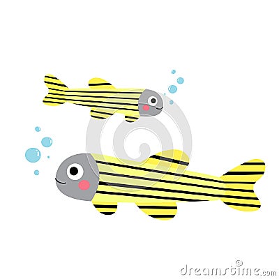 Zebrafish animal cartoon character vector illustration Vector Illustration