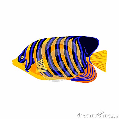 Zebrasoma fish icon, cartoon style Vector Illustration