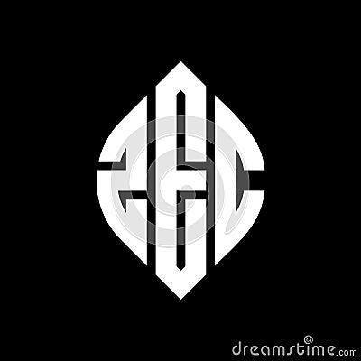 ZEC circle letter logo design with circle and ellipse shape. ZEC ellipse letters with typographic style. The three initials form a Vector Illustration