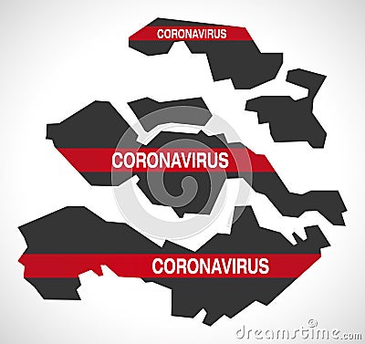 Zeeland NETHERLANDS province map with Coronavirus warning illustration Vector Illustration