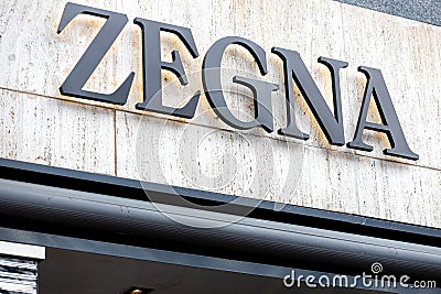 a zegna store sign Editorial Stock Photo