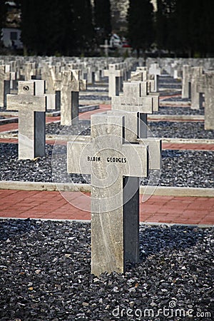 Zeitenlik, the Allied military cemetery and WWI memorial park in Editorial Stock Photo