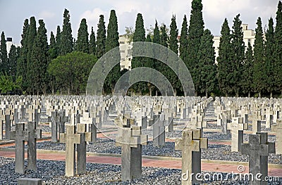 Zeitenlik, the Allied military cemetery and WWI memorial park in Editorial Stock Photo