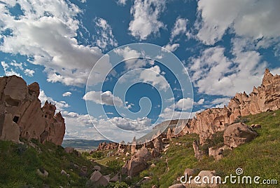 Zelve valley in Cappadocia Stock Photo