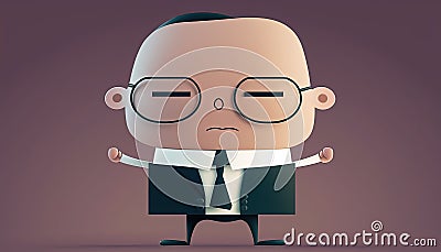 zen businessman Kawaii cartoon character business illustration attitude task burnout stress no calm quiet plan planning meeting Stock Photo