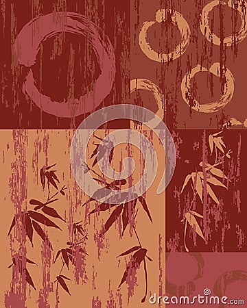 Zen circle and bamboo vintage wood poster background Vector Illustration