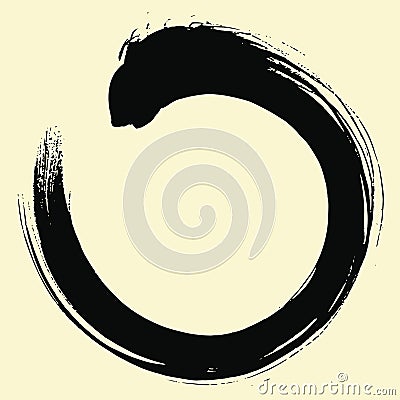 Zen Circle Brush Enso Ink Japanese Traditional Art Vector Vector Illustration