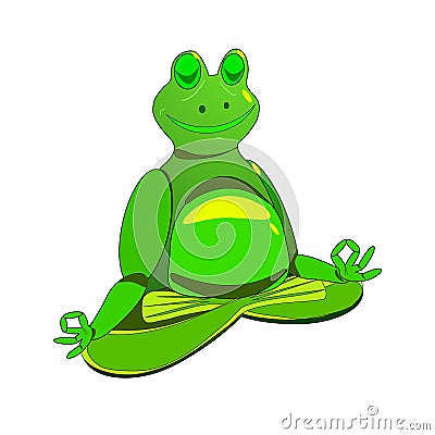 Zen fat happy frog doing meditation Vector Illustration