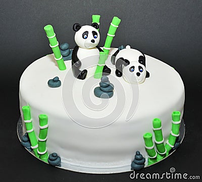 Zen garden, panda bears fondant cake Stock Photo