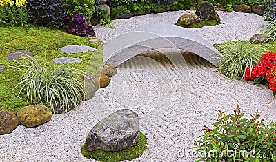 Zen garden in spring Stock Photo