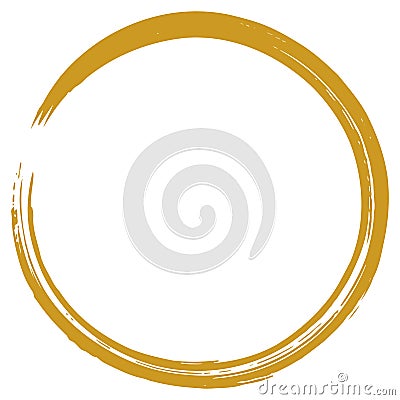 Zen Gold Enso Brush Circle Stroke Vector Art Painting Vector Illustration