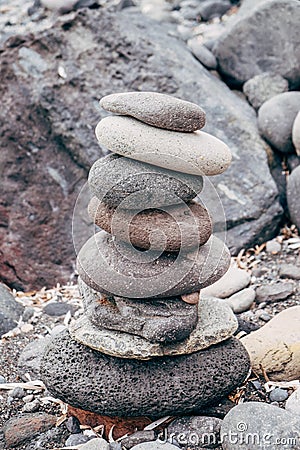 Zen like stones on beach Stock Photo