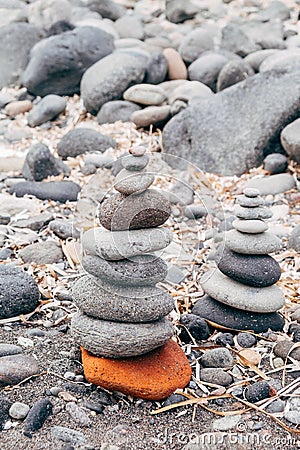 Zen like stones on beach Stock Photo