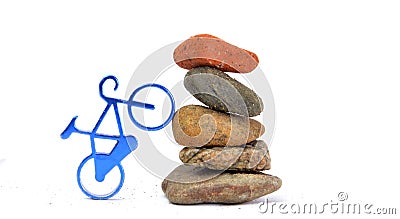 Zen like stones and blue bike Stock Photo