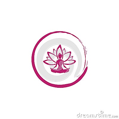 Zen Lotus Flower, Woman Silhouette Yoga Logo Vector Vector Illustration