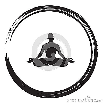 Zen Meditation Circle Black Enso Ink Brush Illustration Vector Vector Illustration