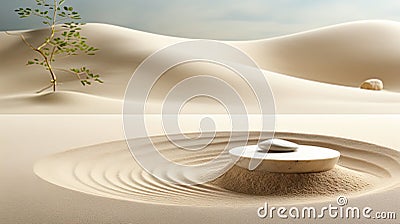 Zen meditation garden Japanese Buddhism culture relax stone Stock Photo