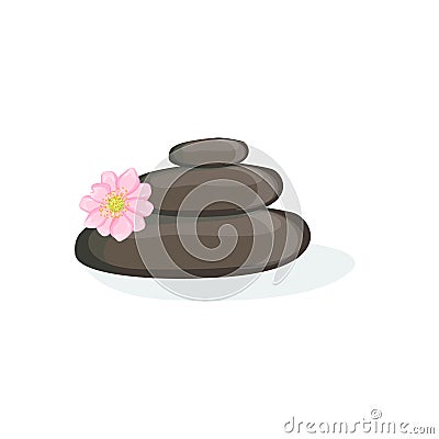 Zen Pyramid With Black Warm Massage Stones Element Of Spa Center Health And Beauty Procedures Collection Of Vector Illustration