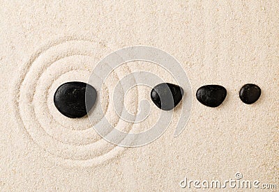 Zen sand and stone garden with raked circles. Simplicity, concentration or calmness abstract concept Stock Photo