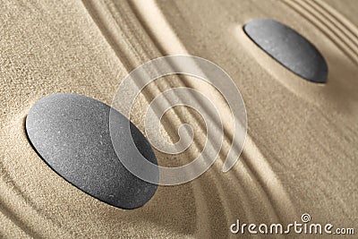 Zen sand and stones garden Stock Photo